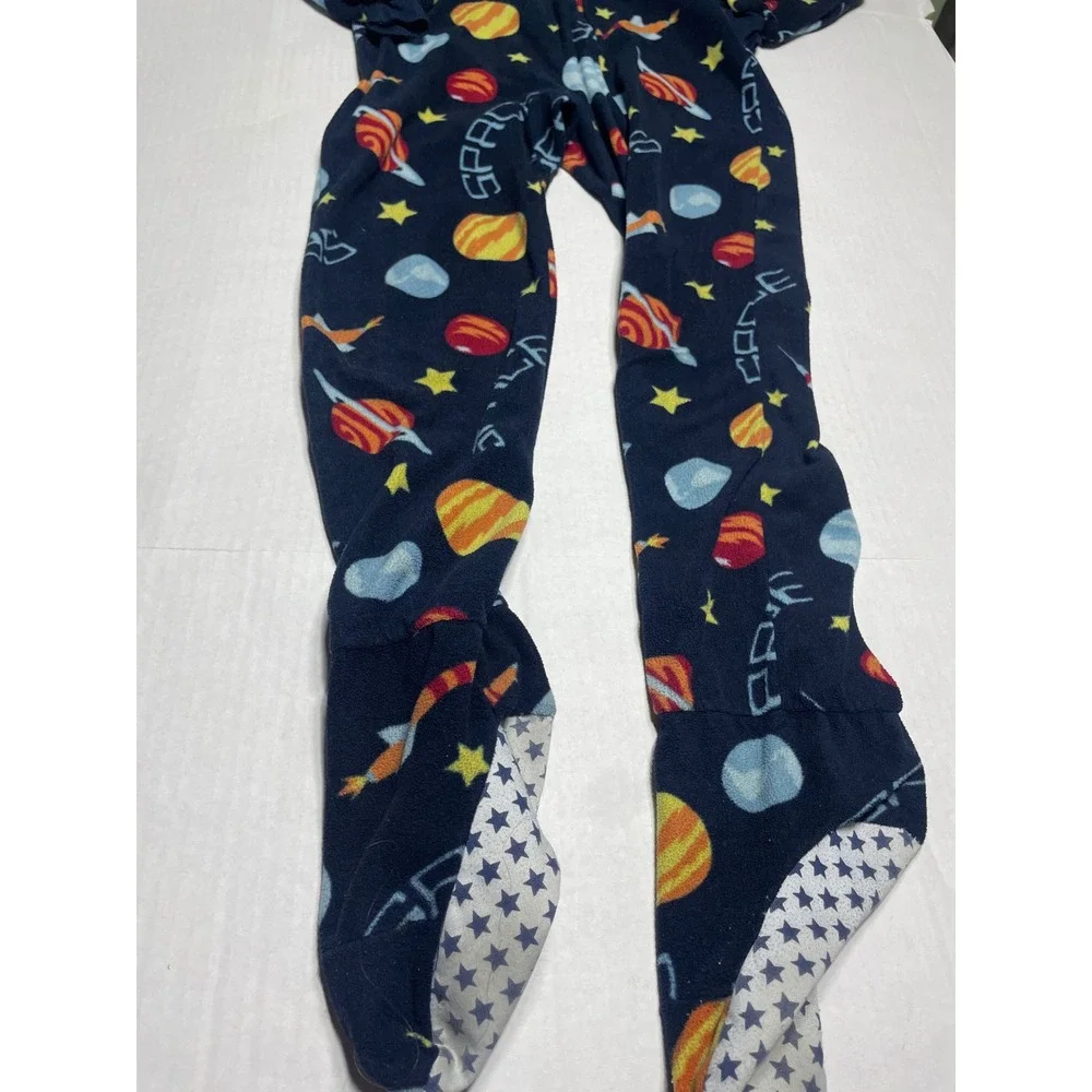 Cherokee Space Planets‎ Rockets Stars Fleece Footed Pajamas Sleepwear unisec M 8